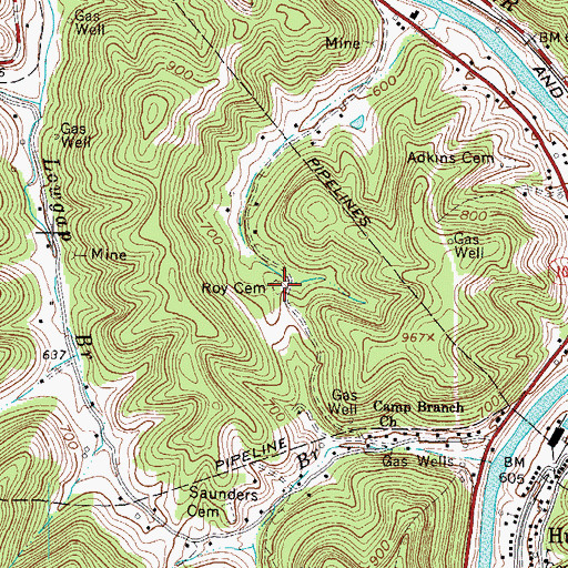 Topographic Map of Roy Cemetery, WV
