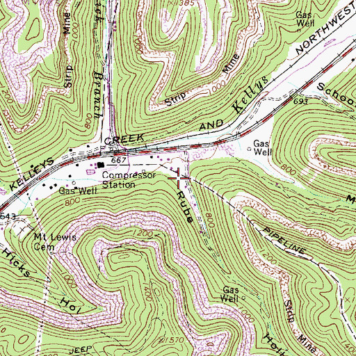 Topographic Map of Rube Hollow, WV