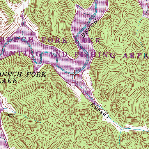 Topographic Map of Rubens Branch, WV
