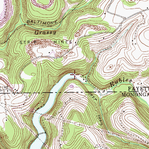 Topographic Map of Rubles Run, WV
