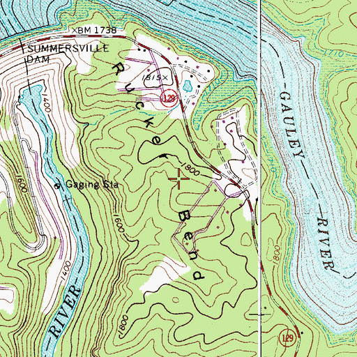 Topographic Map of Rucker Bend, WV