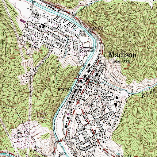 Topographic Map of Rucker Branch, WV