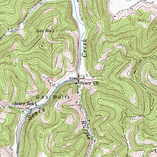 Topographic Map of Ruffie Branch, WV