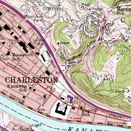 Topographic Map of Ruffner Hollow, WV