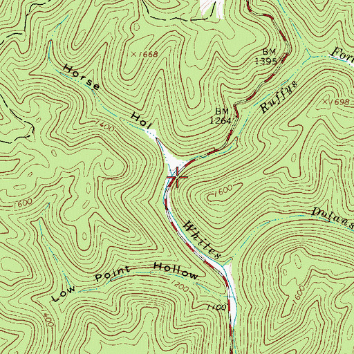 Topographic Map of Ruffys Fork, WV
