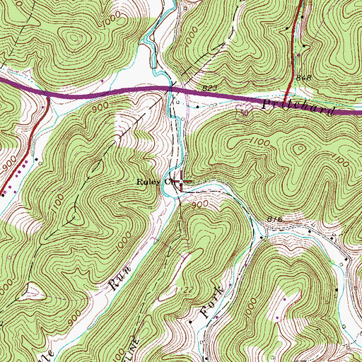 Topographic Map of Ruley Church, WV