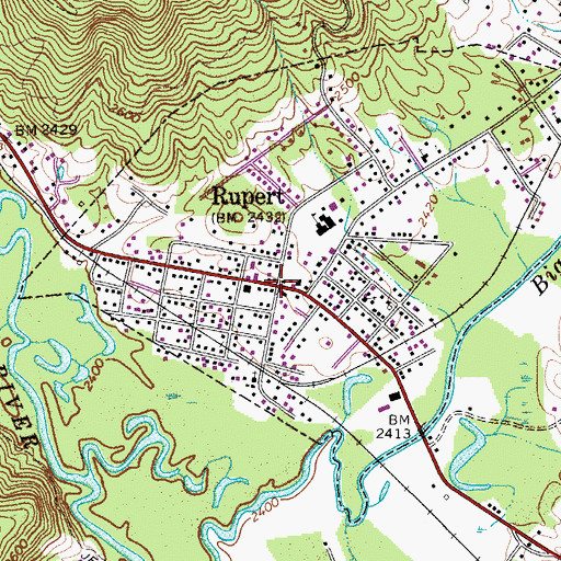 Topographic Map of Rupert, WV