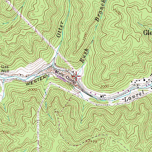 Topographic Map of Rush Branch, WV