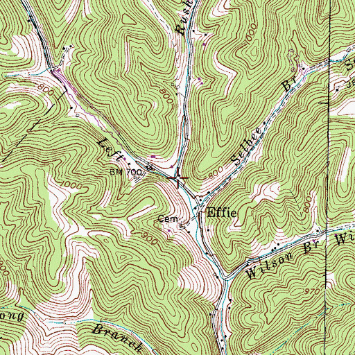 Topographic Map of Rush Branch, WV