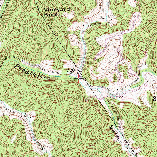 Topographic Map of Rush Creek, WV