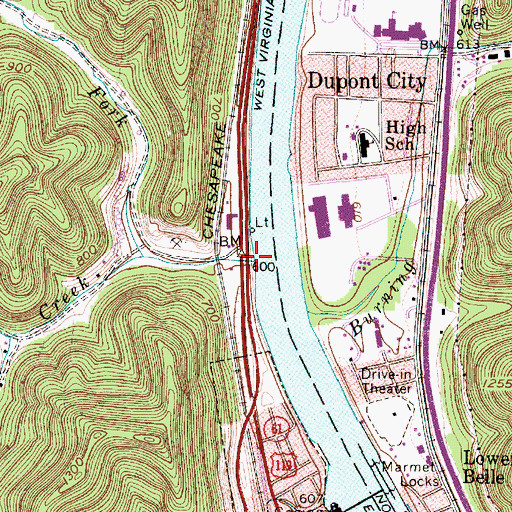 Topographic Map of Rush Creek, WV