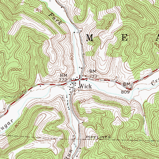 Topographic Map of Rush Fork, WV