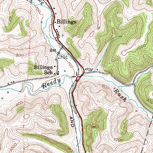 Topographic Map of Rush Run, WV