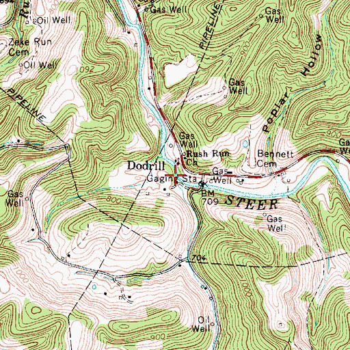 Topographic Map of Rush Run, WV