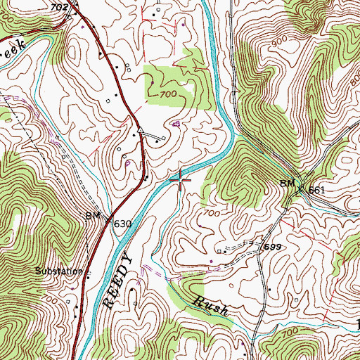 Topographic Map of Rush Run, WV