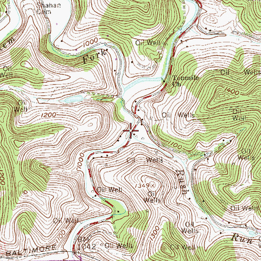 Topographic Map of Rush Run, WV