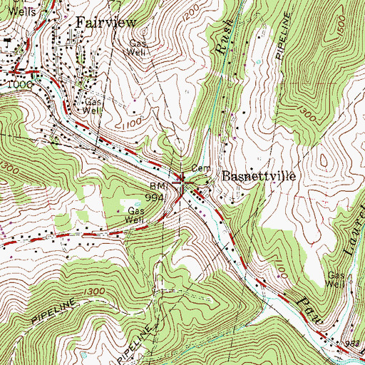 Topographic Map of Rush Run, WV