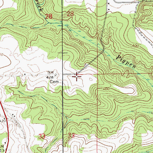 Topographic Map of Mitchell Cemetery, AL