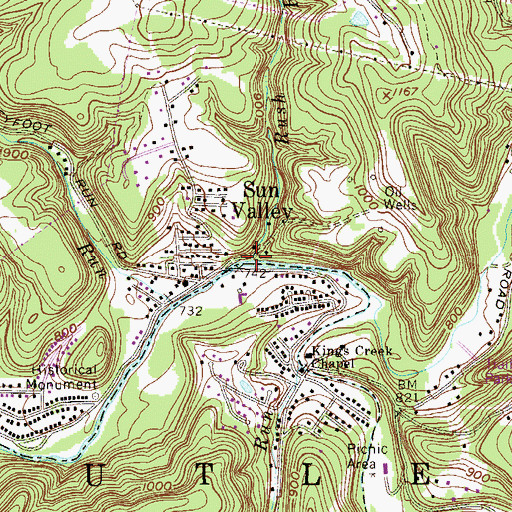 Topographic Map of Rush Run, WV