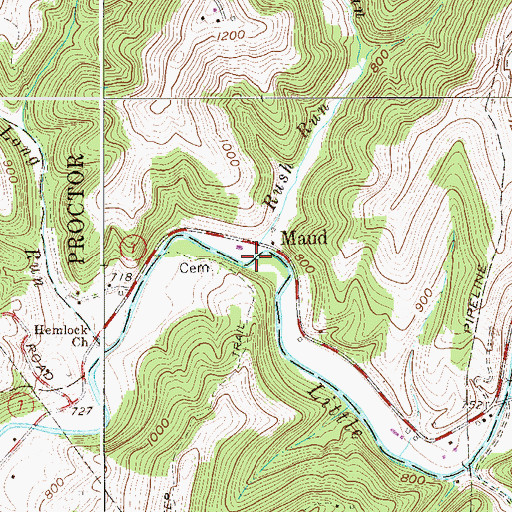 Topographic Map of Rush Run, WV