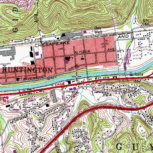Topographic Map of Russell Creek, WV