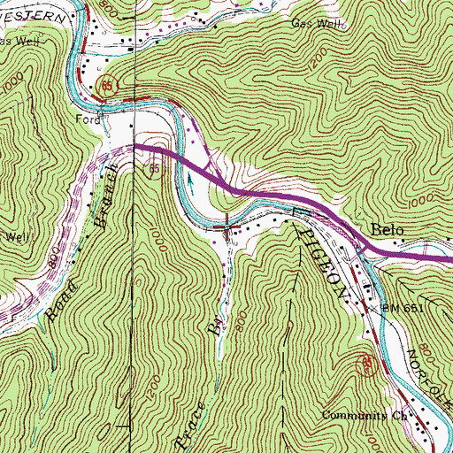 Topographic Map of Ruth Trace Branch, WV