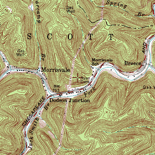 Topographic Map of Ryan Cemetery, WV