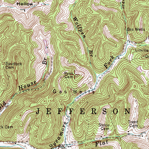 Topographic Map of Ryan Cemetery, WV