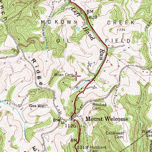 Topographic Map of Ryan Cemetery, WV