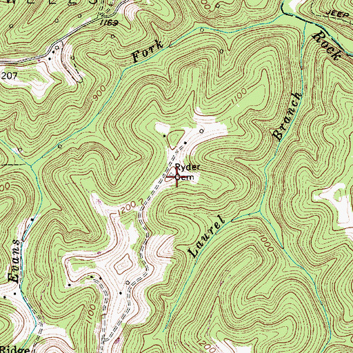 Topographic Map of Ryder Cemetery, WV