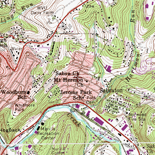 Topographic Map of Sabra Church, WV