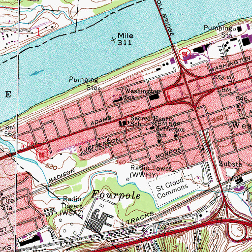Topographic Map of Sacred Heart School, WV