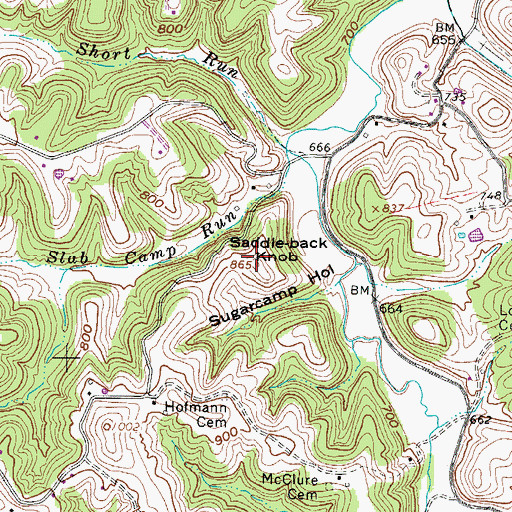 Topographic Map of Saddle Back Knob, WV