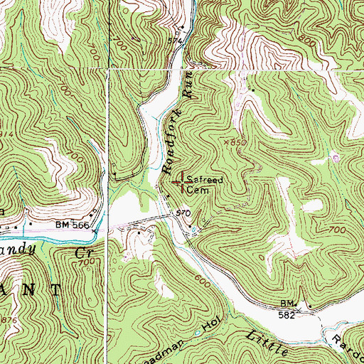 Topographic Map of Safreed Cemetery, WV