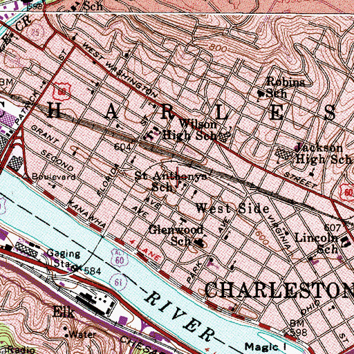 Topographic Map of Saint Anthony Catholic School, WV