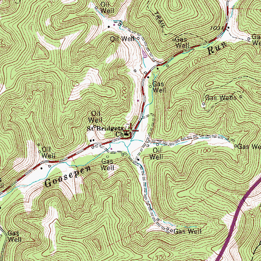 Topographic Map of Saint Bridgets Church, WV