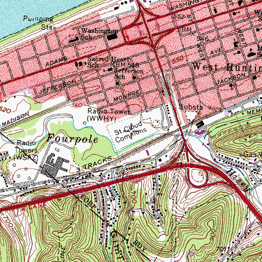 Topographic Map of Saint Cloud Commons, WV