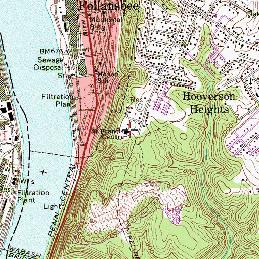 Topographic Map of Saint Francis Centre, WV