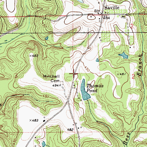 Topographic Map of Saville Church, AL