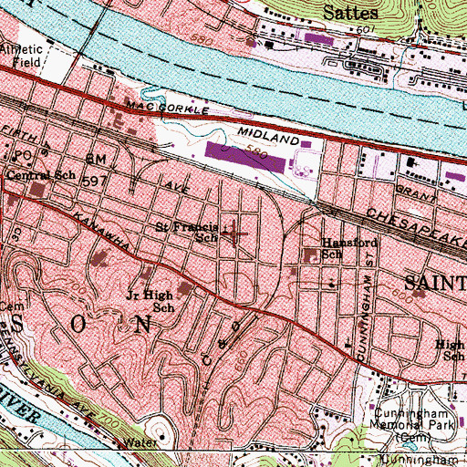Topographic Map of Saint Francis of Assisi School, WV
