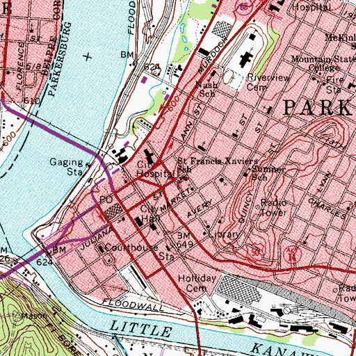 Topographic Map of Saint Francis Xaviers School, WV