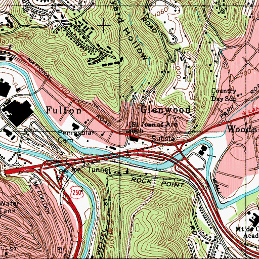 Topographic Map of Saint Joan of Arc School, WV