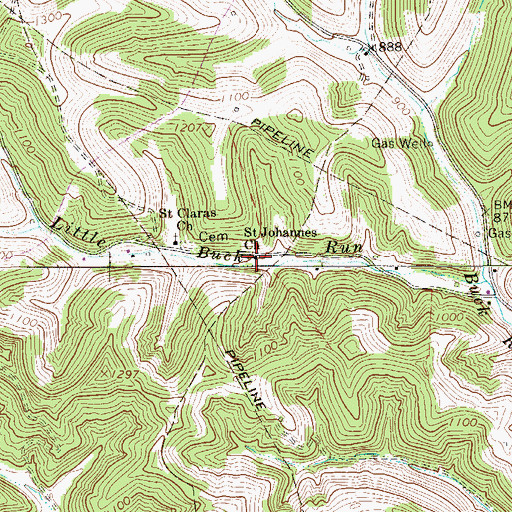 Topographic Map of Saint Johannes Church, WV