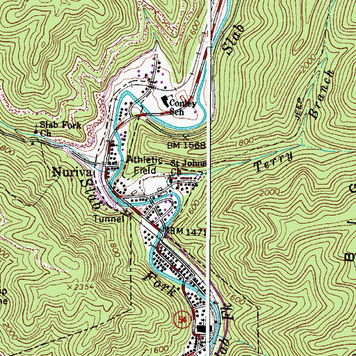Topographic Map of Saint Johns Church, WV