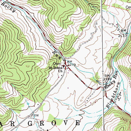 Topographic Map of Saint Johns Church, WV