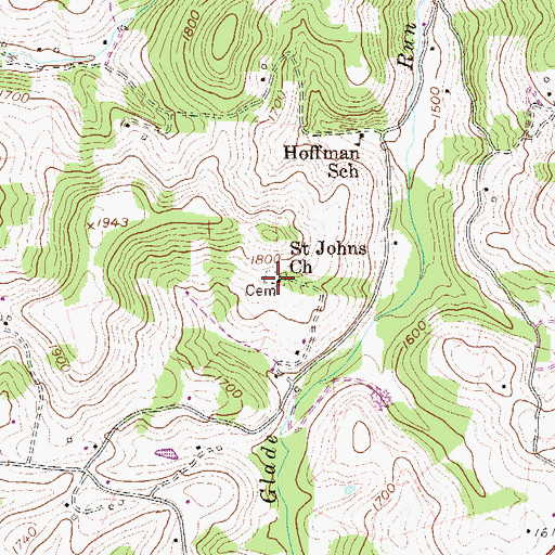 Topographic Map of Saint Johns Church, WV