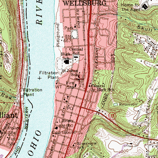 Topographic Map of Saint John Parish School, WV