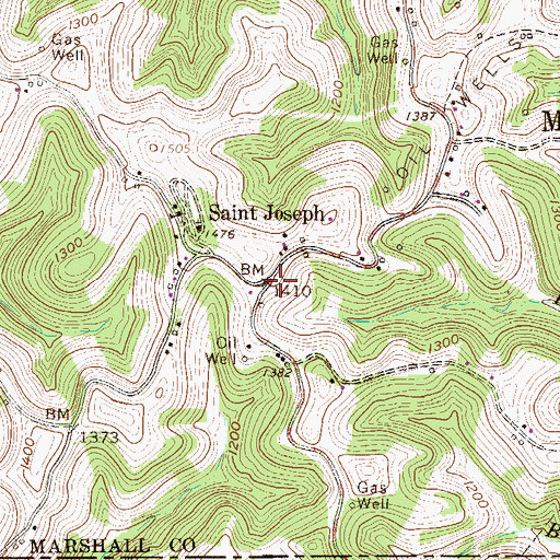 Topographic Map of Saint Joseph, WV