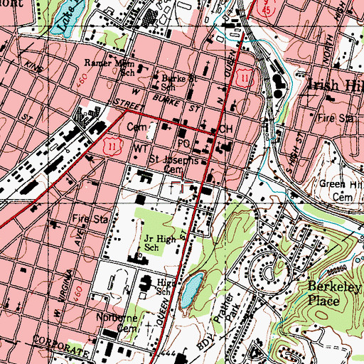Topographic Map of Saint Josephs Cemetery, WV