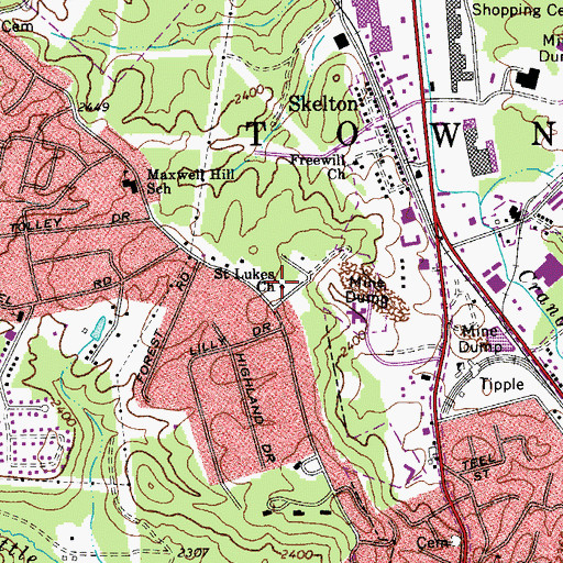 Topographic Map of Saint Lukes Church, WV